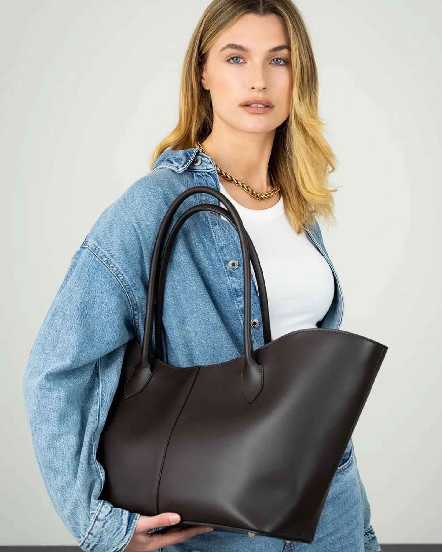 LOREN MAXI CALFSKIN DEEP BROWN