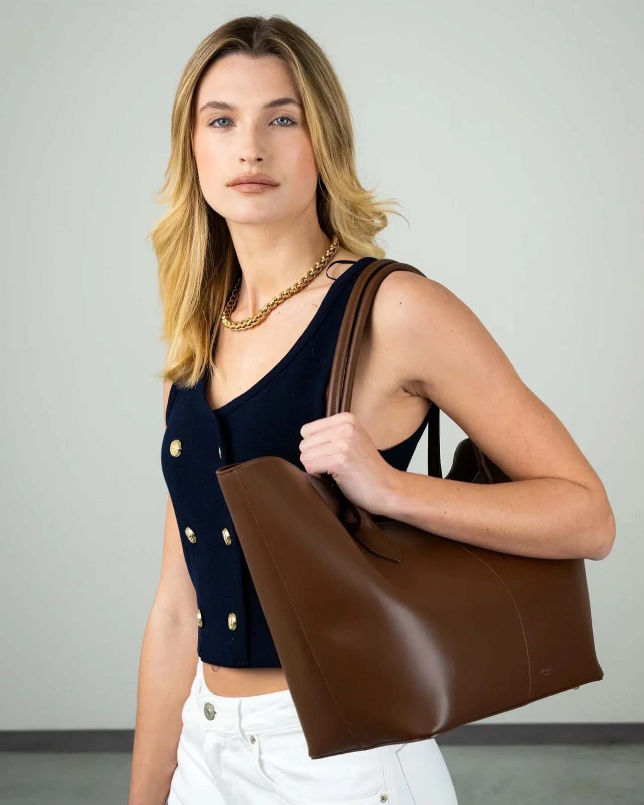 LOREN MAXI PELLE CALFSKIN COGNAC