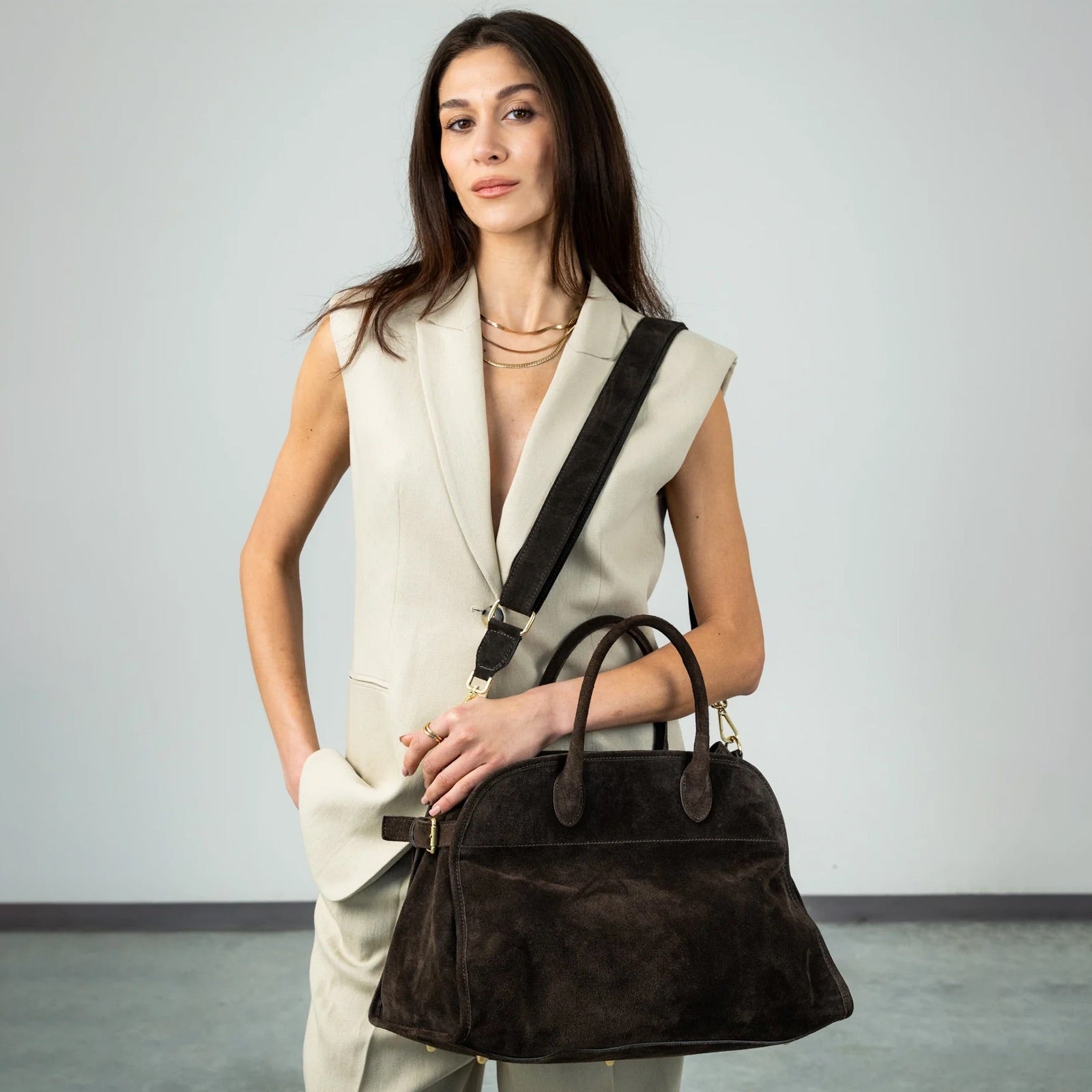MADAME 43 EXTRA MAXI Pelle Suède Dark Moka